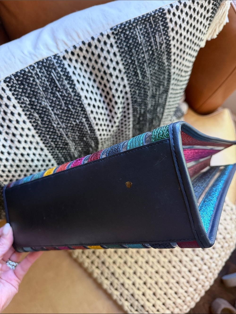 Anya Hindmarch Rainbow Metallic Stripe PVC Tote Bag - Picture 7 of 7